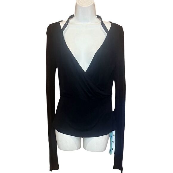 Off-White Fluid Jersey Twisted Long Sleeve Top in Black NWT Size 46/XL - Picture 2 of 7